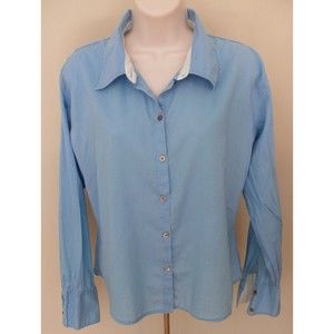 J. Jill Blue Boyfriend Button Up oversize Shirt cover up Cotton Top Light -Sz XS